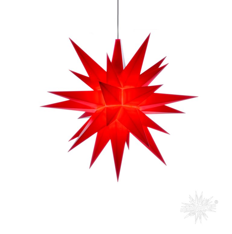 Herrnhuter Stern Ø 13 cm, rot, vormontiert aus Kunststoff (A1e) für den Innenbereich